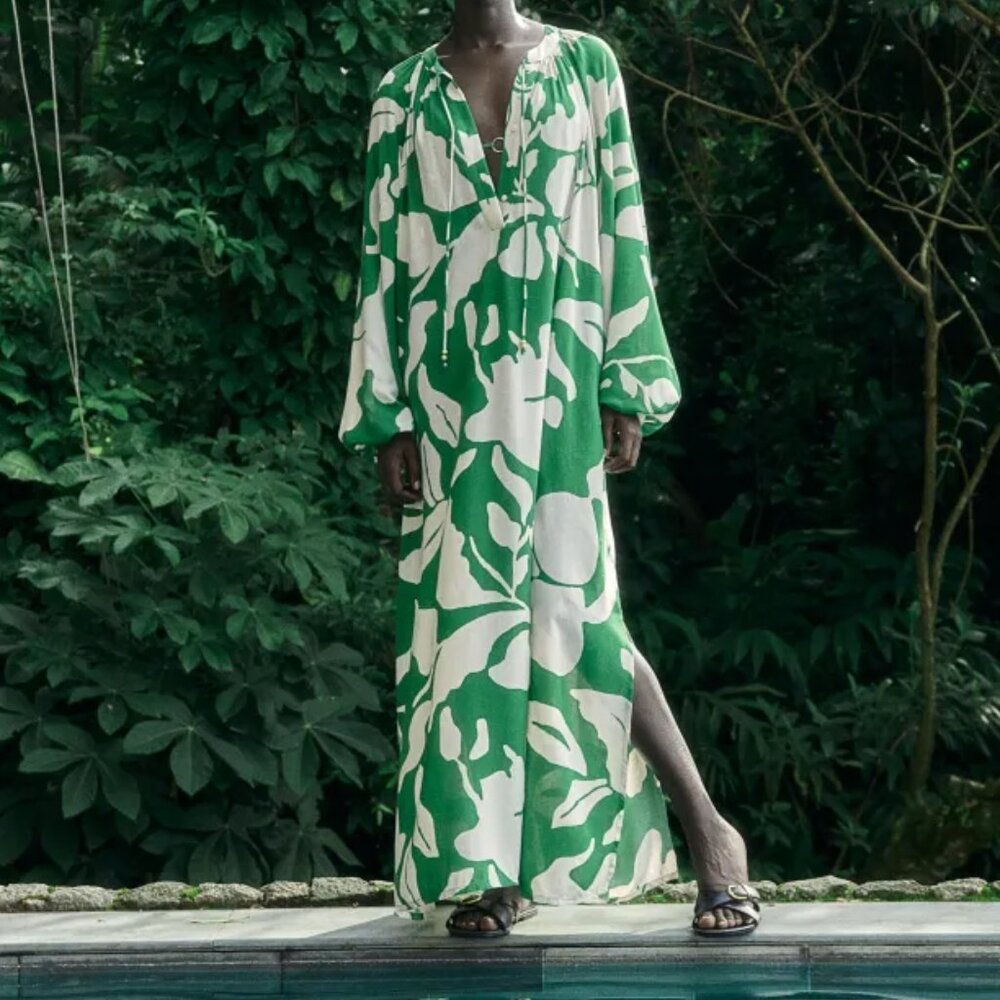 NWT H&M Green Patterned Dress